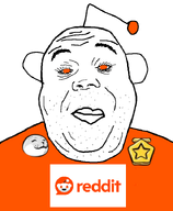 antenna bald big_lips closed_mouth double_chin ear eyelashes facial_hair gold lips looking_at_you meta:duplicate meta:paint_bucket_fail nose orange_eyes orange_shirt reddit reddit_gold snoo stubble subvariant:hunky_twink_sex_machine variant:alicia wholesome wholesome_100