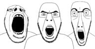 3soyjaks alternate glasses open_mouth redraw soyjak stubble subvariant:cobson_front subvariant:cobson_up variant:cobson // 1874x974 // 245.0KB