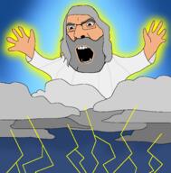 allah cloud god grey_hair hair lightning sky storm thunder variant:cobson // 1947x1977 // 953.1KB
