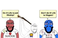 3soyjaks anti_suicide award beard blue_skin calm closed_mouth crying gem glasses gun i_hate i_heart i_love it_gets_better kys life low_resolution meta:not_oc red_skin rope shotgun slop soyjak subvariant:science_lover subvariant:wholesome_soyjak suicide tear text variant:gapejak variant:markiplier_soyjak white_background // 636x418 // 225.2KB