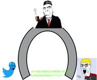 arm badge bloodshot_eyes clothes crying glasses hair hand hat horseshoe_theory nate open_mouth pipe pointing smoking soyjak soyjak_party suit text tshirt twitter twitter_checkmark variant:chudjak variant:cobson variant:soyak yellow_hair // 1920x1600 // 318.1KB