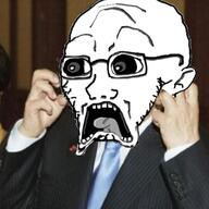 beard big_eyes clothes glasses irl irl_background meta:tagme necktie shocked soyjak subvariant:doctos suit teeth tongue variant:soyak // 500x500 // 252.2KB