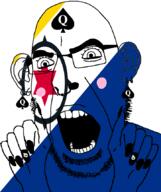 bbc blush bonaire ear facial_mark flag flag:bonaire forehead_mark glasses hair hand netherlands nose_piercing nose_ring open_mouth painted_nails queen_of_spades soyjak star_(symbol) stubble subvariant:slutson subvariant:spadeson tattoo variant:cobson // 723x861 // 98.4KB