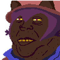 brown_skin cat_ear clothes hair hat jimbo_(namefag) jimbo_(user) jimbrap lips meta:namefags niko_(oneshot) oneshot pixel_art series:jimbo_emotes smile variant:alicia yellow_sclera yellow_teeth // 97x97 // 1.5KB