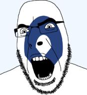 angry flag flag:wakayama glasses hair japan looking_to_the_left open_mouth soyjak stubble teeth thick_eyebrows todofuken transparent_background variant:cobson wakayama // 721x789 // 32.3KB