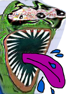amphibian frog nas:pepe open_mouth pepe pepe_the_frog saliva spit subnas:hungrytas teeth tongue tongue_out // 500x708 // 520.1KB