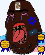 award brown_skin card crying facial_hair flag:transgender_pride_flag nigger prageru queen_of_spades spade star_of_david subvariant:muttson tranny trend:slopjak unibrow variant:bernd variant:cobson // 762x926 // 179.9KB