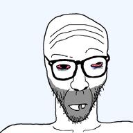 5_o_clock_shadow bags_under_eyes buck_teeth closed_mouth glasses raised_eyebrow red_sclera stubble tired variant:casnatus vein wrinkles // 800x800 // 16.3KB