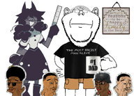 black_skin ear family front_facing fundamental_paper_education glowing_glasses gray_hair married miss_emily mug multiple_soyjaks paper ruler stubble teacher variant:chudjak variant:impish_soyak_ears white_skin // 1004x720 // 475.2KB