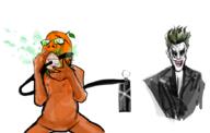 anti_froot artist:romanian_schizo bald beard froot gas_mask green_hair hair joker_(dc) leaf orange_skin variant:gapejak // 875x557 // 220.0KB