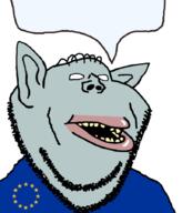 amerimutt anglomutt ear eternal_anglo europe european_union flag flag:european_union hair open_mouth pointy_ears soyjak speech_bubble speech_bubble_empty star_(symbol) stubble subvariant:impish_amerimutt variant:impish_soyak_ears yellow_teeth // 768x900 // 232.4KB