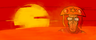 background brown_skin bullet cangaceiro canga&ccedil;o clothes desert eyebrows glasses nose nosebleed sand scarf shading star_of_david stubble subvariant:euromutt sun variant:markiplier_soyjak // 2620x1096 // 2.8MB