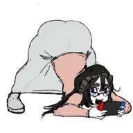 blue_eyes clothes female glasses guilty_gear hair holding_object huge_ass jack_o_pose necklace nintendo nintendo_switch variant:soytan video_game // 1280x1280 // 527.3KB