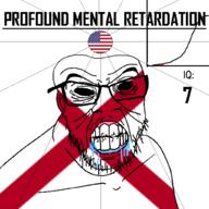 alabama angry bald black_eyes black_hole black_sclera clenched_teeth closed_mouth cracked_teeth drool ear flag flag:alabama flag:united_states glasses hair iq iq_bell_curve mustache nightmare_fuel no_pupils profound_mental_retardation retard soyjak star_(symbol) state stubble text united_states variant:feraljak wrinkles // 1024x1024 // 126.3KB