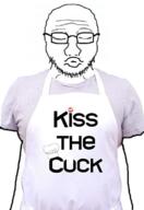 apron arm chef_hat closed_eyes clothes cuck cuckold cuckoldry eyebrows glasses hat kiss kiss_the_cook kissing lips neck nose soyjak stubble variant:soyak wrinkle wrinkles // 524x764 // 274.0KB