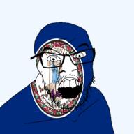 angry clothes flag flag:virginia flower glasses hair latin_text looking_at_you mustache open_mouth plant soyjak state stubble sword teeth text transparent_background united_states variant:feraljak virginia // 1500x1500 // 420.4KB