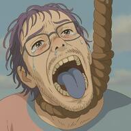 anime bloodshot_eyes crying open_mouth rope soyjak suicide tongue variant:bernd // 1024x1024 // 158.9KB