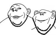 2soyjaks are_you_soying_what_im_soying ear grin looking_at_each_other smile stubble subvariant:gapealien variant:gapejak variant:impish_soyak_ears // 1312x832 // 174.0KB