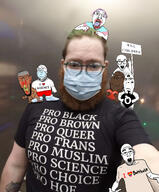 black blood brown_skin climbing covid gay glasses hoe holding_heart holding_object irl lgbt mask muslims pro_choice queer science series:irl_soyjaks shirt_with_words sneakers soyboy spade subvariant:hornyson subvariant:wholesome_soyjak trans variant:abortion_lover variant:bernd variant:cobson variant:feraljak variant:gapejak variant:shirtjak xitter // 1685x2034 // 1.3MB