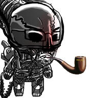 alien alien_(movie) angry chud closed_mouth cute full_body glasses h_r_giger movie pink_skin pipe smoking soyjak variant:chudjak video_game // 934x1006 // 207.7KB