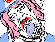 ack anime colored_hair facial_hair ghost hanging lipstick noose open_mouth saigyouji_yuyuko suicide touhou tranny troon variant:bernd video_game // 998x765 // 222.1KB