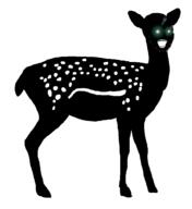 animal black_skin deer doe ear full_body glowing_eyes green_eyes inverted open_mouth soyjak stubble subvariant:soyak_(crazed) thougher variant:soyak // 858x934 // 55.4KB