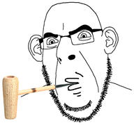 corn_cob_pipe ear eyebrows glasses nose pipe puckered_lips soyjak stubble variant:cobson // 1545x1447 // 266.4KB