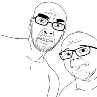 2soyjaks closed_mouth ear glasses michigan_shooter mustache soyjak stubble variant:unknown // 1445x1434 // 104.3KB
