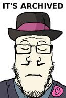 barneyfag closed_eyes closed_mouth clothes don_turtelli flower glasses its_over plant soyjak stubble suit text variant:markiplier_soyjak // 600x892 // 23.6KB