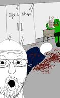 amphibian blood cup dead drawn_background frog glasses gore nas:pepe open_mouth pepe_the_frog soyjak stubble text variant:two_pointing_soyjaks // 1000x1631 // 236.0KB