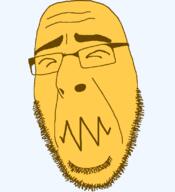 closed_eyes closed_mouth confounded emoticon glasses series:soymoji soyjak stubble variant:cobson yellow yellow_skin // 721x789 // 29.1KB