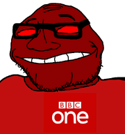 bald bbc_one british_broadcasting_corporation chin dark evil glasses logo red_eyes smirk soyjak stubble subvariant:lakuse transparent_background variant:smugjak wrinkles // 600x640 // 28.1KB