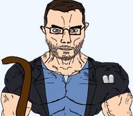 beard brown_hair buff cane doctor glasses gregory_house hair house_md muscles pills subvariant:muscular_chud variant:chudjak vicodin // 1059x929 // 87.4KB