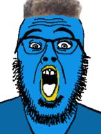 beak bird blue_shirt blue_skin glasses looking_at_you stubble twitter variant:waljak white_background xitter zoomer_hair // 206x271 // 19.2KB