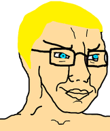 blue_eyes closed_mouth eyes eyes_blue_like_the_atlantic eyes_like_the_o-o-cean glasses hair no_stubble series:chuddified_soyjaks smile smug subvariant:chuddy_soyak subvariant:soyak_(smug) trend:aryan variant:soyak // 970x1150 // 14.6KB