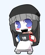 anime blush chibi clothes female full_body glasses hair hand nintendo nintendo_switch open_mouth soyjak style_emulation variant:soytan video_game // 408x500 // 46.5KB