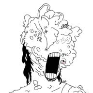 bloodshot_eyes monster mushroom open_mouth soyjak stubble variant:soyak // 1522x1522 // 339.0KB