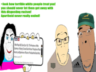 3soyjaks adidas article brown_eyes brown_skin cap clothes concerned confused forehead_lines glasses greentext hat holding_object holding_phone lipstick news raised_eyebrow smile smug south_africa text tranny transgender_flag variant:alicia variant:cobson variant:feraljak white_background // 800x600 // 223.1KB