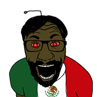 antenna arm beard bloodshot_eyes brown_skin clothes country flag flag:mexico glasses hair mexico open_mouth red_eyes reddit soyjak tshirt variant:el_perro_rabioso // 498x424 // 32.4KB