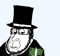 beard capitalism closed_mouth clothes dollar dollar_sign glasses hair hand hat holding_object money no_background smile soyjak top_hat translucent_background variant:smugjak // 937x890 // 132.0KB