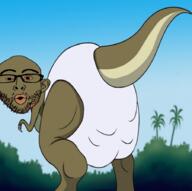 animal cartoon clothes diaper dinosaur drawing drawn_background glasses open_mouth soyjak stubble tree variant:nojak // 900x897 // 605.1KB