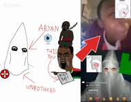 a10_eyes angry arrow blue_eyes chain crying ext=mp4 eyes_like_the_o-o-cean flag:pan-african glasses kkk klu_klux_klan mewing omegle op_is_a_retarded_lazy_faggot_for_not_tagging_his_own_shit slave tiktok trend:aryan unbothered variant:cobson variant:soyak video // 918x720, 7.8s // 3.7MB