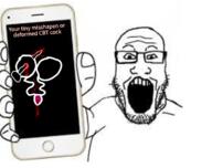arm blood clothes gay glasses gore hand holding_object holding_phone iphone nsfw open_mouth penis phone soyjak stubble subvariant:phoneplier subvariant:phoneplier_vertical text tshirt variant:markiplier_soyjak // 751x594 // 239.5KB