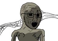 arm glasses grey_skin open_mouth soyjak stubble variant:soyak zombie // 1416x995 // 153.5KB