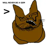 animal artist:trevor_(RIP) brown_skin cat closed_eyes deformed distorted gaping_mouth glasses oc stubble teeth text variant:soycat white_background // 739x602 // 181.9KB