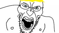 angry blue_eyes buff glasses hair nipple open_mouth soyjak stubble trend:aryan variant:angry_soyjak white_background yellow_hair // 1200x675 // 84.7KB
