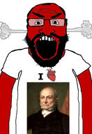 angry balding beard clothes glasses hair heart i_love john_q_adams open_mouth red_skin soyjak subvariant:science_lover tshirt variant:markiplier_soyjak // 2819x4096 // 831.1KB