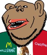 amerimutt brown_skin clothes country eagle ear flag flag:mexico mcdonalds mexico meximutt onlyfans open_mouth snake soyjak stubble subvariant:impish_amerimutt text variant:impish_soyak_ears walmart // 590x687 // 119.4KB