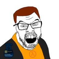 angry armor badge glasses gordon_freeman hair half-life license logo mustache oldfag open_mouth pc steam steam_(platform) store stubble teeth valve variant:feraljak video_game white_background // 1500x1500 // 74.7KB