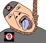 ack ack! anti_furry hanging noose open_mouth rope soyjak suicide teeth tongue tongue_out variant:bernd // 768x719 // 69.5KB